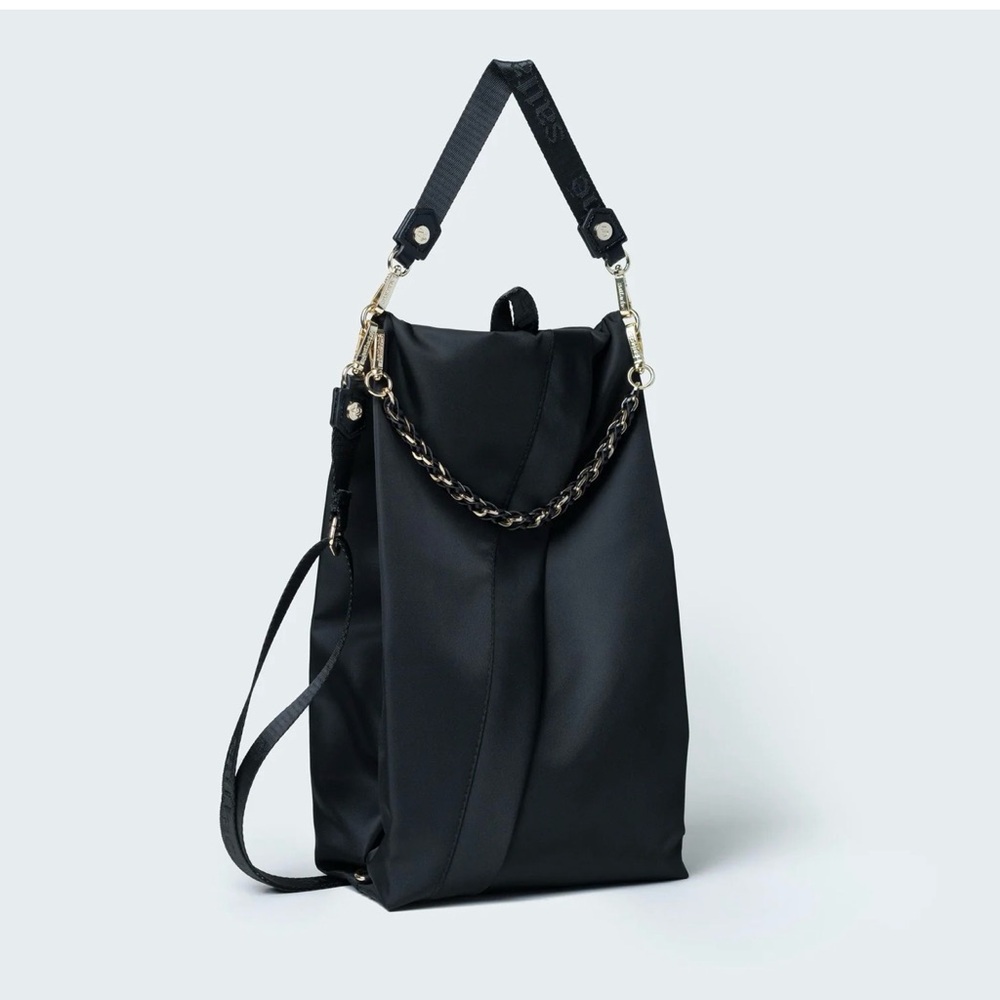 Sattache Convertible Backpack Crossbody Vegan Leather Black 5 Way Bag
